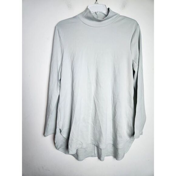 Chico's Women Mock Neck Light Grey 100% Pima Cotton Top size 1 or Medium - Picture 9 of 9